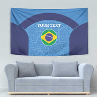 Custom Brazil Football Tapestry Vamos Selecao - Blue - Wonder Print Shop