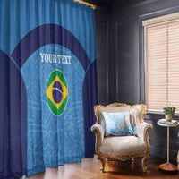 Custom Brazil Football Window Curtain Vamos Selecao - Blue - Wonder Print Shop