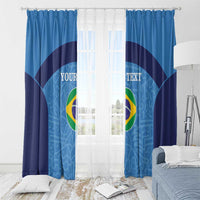 Custom Brazil Football Window Curtain Vamos Selecao - Blue - Wonder Print Shop