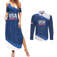 Custom USA Rugby 2025 Couples Matching Summer Maxi Dress and Long Sleeve Button Shirt Go Champions Eagles - Wonder Print Shop