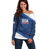 Custom USA Rugby 2025 Off Shoulder Sweater Go Champions Eagles - Wonder Print Shop