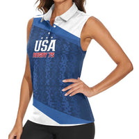 Custom USA Rugby 2025 Women Sleeveless Polo Shirt Go Champions Eagles - Wonder Print Shop