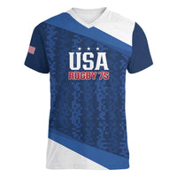Custom USA Rugby 2025 Women V-Neck T-Shirt Go Champions Eagles - Wonder Print Shop