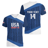 Custom USA Rugby 2025 Women V-Neck T-Shirt Go Champions Eagles - Wonder Print Shop