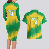 Custom Brasil Rugby 2025 Couples Matching Long Sleeve Bodycon Dress and Hawaiian Shirt Go Champions Yaras - Wonder Print Shop