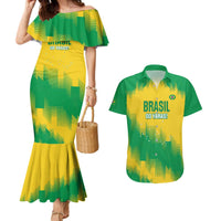 Custom Brasil Rugby 2025 Couples Matching Mermaid Dress and Hawaiian Shirt Go Champions Yaras - Wonder Print Shop