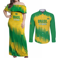 Custom Brasil Rugby 2025 Couples Matching Off Shoulder Maxi Dress and Long Sleeve Button Shirt Go Champions Yaras - Wonder Print Shop