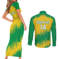 Custom Brasil Rugby 2025 Couples Matching Short Sleeve Bodycon Dress and Long Sleeve Button Shirt Go Champions Yaras - Wonder Print Shop
