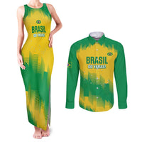 Custom Brasil Rugby 2025 Couples Matching Tank Maxi Dress and Long Sleeve Button Shirt Go Champions Yaras - Wonder Print Shop