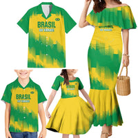 Custom Brasil Rugby 2025 Family Matching Mermaid Dress and Hawaiian Shirt Go Champions Yaras - Wonder Print Shop