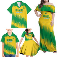 Custom Brasil Rugby 2025 Family Matching Off Shoulder Maxi Dress and Hawaiian Shirt Go Champions Yaras - Wonder Print Shop