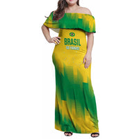 Custom Brasil Rugby 2025 Family Matching Off Shoulder Maxi Dress and Hawaiian Shirt Go Champions Yaras - Wonder Print Shop