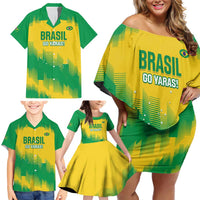 Custom Brasil Rugby 2025 Family Matching Off Shoulder Short Dress and Hawaiian Shirt Go Champions Yaras - Wonder Print Shop