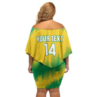 Custom Brasil Rugby 2025 Family Matching Off Shoulder Short Dress and Hawaiian Shirt Go Champions Yaras - Wonder Print Shop