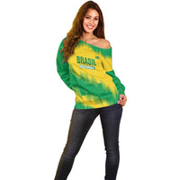 Custom Brasil Rugby 2025 Off Shoulder Sweater Go Champions Yaras - Wonder Print Shop