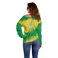 Custom Brasil Rugby 2025 Off Shoulder Sweater Go Champions Yaras - Wonder Print Shop