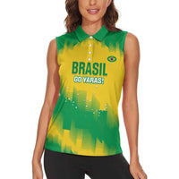 Custom Brasil Rugby 2025 Women Sleeveless Polo Shirt Go Champions Yaras - Wonder Print Shop