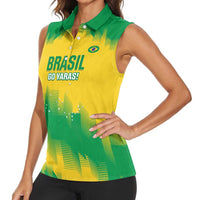 Custom Brasil Rugby 2025 Women Sleeveless Polo Shirt Go Champions Yaras - Wonder Print Shop