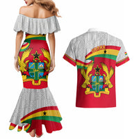 Ghana Independence Day Couples Matching Mermaid Dress and Hawaiian Shirt Gana Map Happy 67 Years Anniversary - Wonder Print Shop