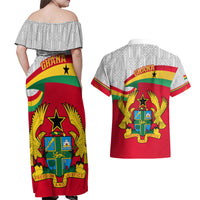 Ghana Independence Day Couples Matching Off Shoulder Maxi Dress and Hawaiian Shirt Gana Map Happy 67 Years Anniversary - Wonder Print Shop