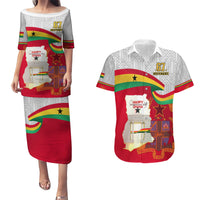 Ghana Independence Day Couples Matching Puletasi and Hawaiian Shirt Gana Map Happy 67 Years Anniversary - Wonder Print Shop