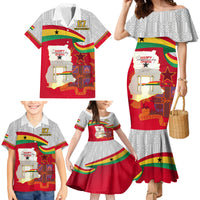 Ghana Independence Day Family Matching Mermaid Dress and Hawaiian Shirt Gana Map Happy 67 Years Anniversary - Wonder Print Shop