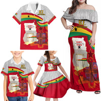 Ghana Independence Day Family Matching Off Shoulder Maxi Dress and Hawaiian Shirt Gana Map Happy 67 Years Anniversary - Wonder Print Shop