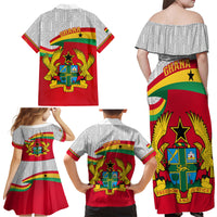Ghana Independence Day Family Matching Off Shoulder Maxi Dress and Hawaiian Shirt Gana Map Happy 67 Years Anniversary - Wonder Print Shop