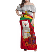 Ghana Independence Day Family Matching Off Shoulder Maxi Dress and Hawaiian Shirt Gana Map Happy 67 Years Anniversary - Wonder Print Shop