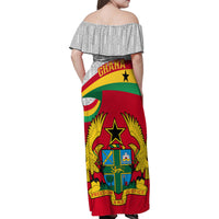 Ghana Independence Day Family Matching Off Shoulder Maxi Dress and Hawaiian Shirt Gana Map Happy 67 Years Anniversary - Wonder Print Shop