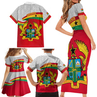 Ghana Independence Day Family Matching Short Sleeve Bodycon Dress and Hawaiian Shirt Gana Map Happy 67 Years Anniversary - Wonder Print Shop