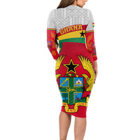 Ghana Independence Day Long Sleeve Bodycon Dress Gana Map Happy 67 Years Anniversary - Wonder Print Shop