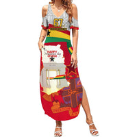 Ghana Independence Day Summer Maxi Dress Gana Map Happy 67 Years Anniversary - Wonder Print Shop