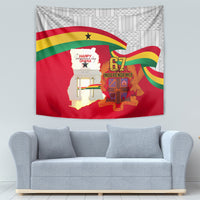 Ghana Independence Day Tapestry Gana Map Happy 67 Years Anniversary - Wonder Print Shop