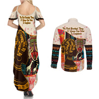 Africa International Women Day Couples Matching Summer Maxi Dress and Long Sleeve Button Shirt African Pattern - Wonder Print Shop