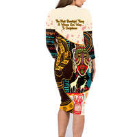 Africa International Women Day Family Matching Long Sleeve Bodycon Dress and Hawaiian Shirt African Pattern - Wonder Print Shop