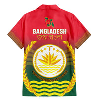 Bangladesh Independence Day Family Matching Mermaid Dress and Hawaiian Shirt Royal Bengal Tiger With Coat Of Arms - Wonder Print Shop