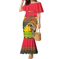 Bangladesh Independence Day Family Matching Mermaid Dress and Hawaiian Shirt Royal Bengal Tiger With Coat Of Arms - Wonder Print Shop