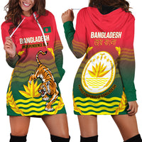 Bangladesh Independence Day Hoodie Dress Royal Bengal Tiger With Coat Of Arms - Wonder Print Shop