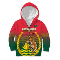 Bangladesh Independence Day Kid Hoodie Royal Bengal Tiger With Coat Of Arms - Wonder Print Shop