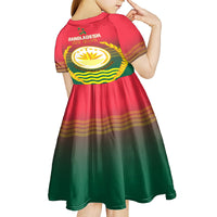 Bangladesh Independence Day Kid Short Sleeve Dress Royal Bengal Tiger With Coat Of Arms - Wonder Print Shop