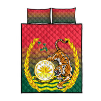 Bangladesh Independence Day Quilt Bed Set Royal Bengal Tiger With Coat Of Arms - Wonder Print Shop