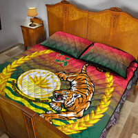 Bangladesh Independence Day Quilt Bed Set Royal Bengal Tiger With Coat Of Arms - Wonder Print Shop