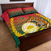 Bangladesh Independence Day Quilt Bed Set Royal Bengal Tiger With Coat Of Arms - Wonder Print Shop
