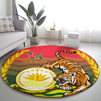 Bangladesh Independence Day Round Carpet Royal Bengal Tiger With Coat Of Arms
