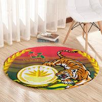 Bangladesh Independence Day Round Carpet Royal Bengal Tiger With Coat Of Arms