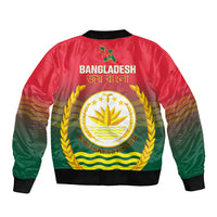 Bangladesh Independence Day Sleeve Zip Bomber Jacket Royal Bengal Tiger With Coat Of Arms - Wonder Print Shop