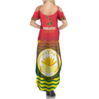 Bangladesh Independence Day Summer Maxi Dress Royal Bengal Tiger With Coat Of Arms - Wonder Print Shop