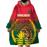 Bangladesh Independence Day Wearable Blanket Hoodie Royal Bengal Tiger With Coat Of Arms - Wonder Print Shop