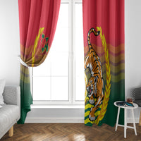 Bangladesh Independence Day Window Curtain Royal Bengal Tiger With Coat Of Arms - Wonder Print Shop
